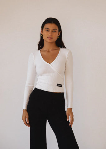 LONG SLEEVE MOCK WRAP TOP - PINKY & KAMAL