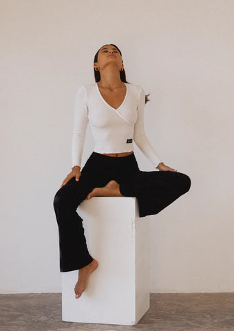 LONG SLEEVE MOCK WRAP TOP - PINKY & KAMAL