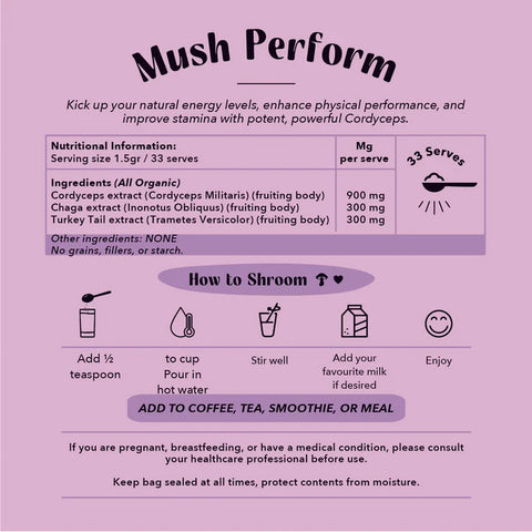 Mush Perform – Cordyceps, Chaga & Turkey Tail Superblend