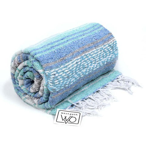 Blue And Mint Mexican Falsa Blanket