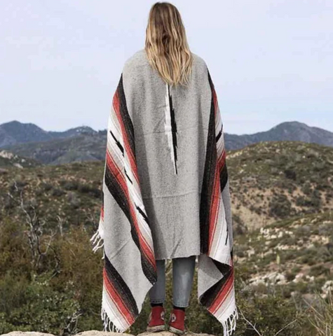 Grey Baja Mexican Diamond Yoga Blanket