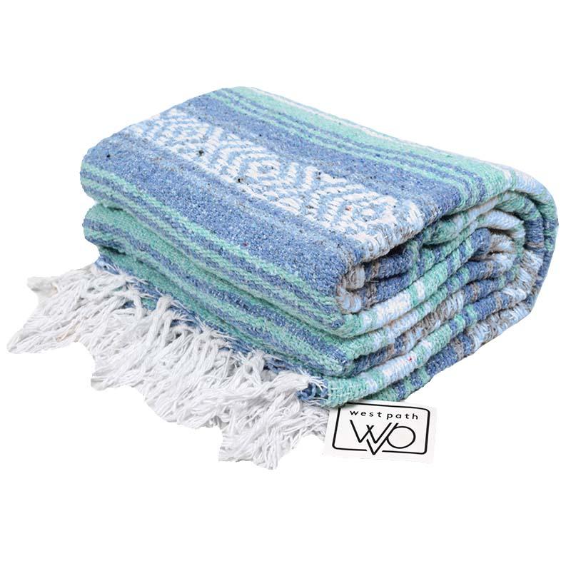 Blue And Mint Mexican Falsa Blanket
