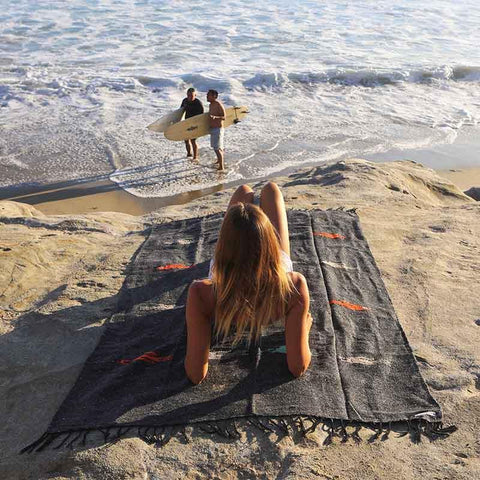 Charcoal Baja Thunderbird Yoga Blanket