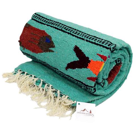 Mint Green Fish Baja Yoga Blanket