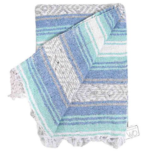 Blue And Mint Mexican Falsa Blanket
