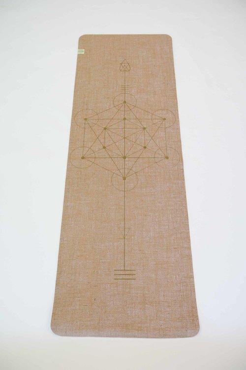YOGATRIBE Organic Jute 100% Eco Yoga Mat / WARM PEACE METATRON GOLD PRINT Mats YogaTribe 
