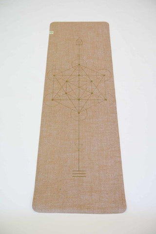 YOGATRIBE Organic Jute 100% Eco Yoga Mat / WARM PEACE METATRON GOLD PRINT Mats YogaTribe 